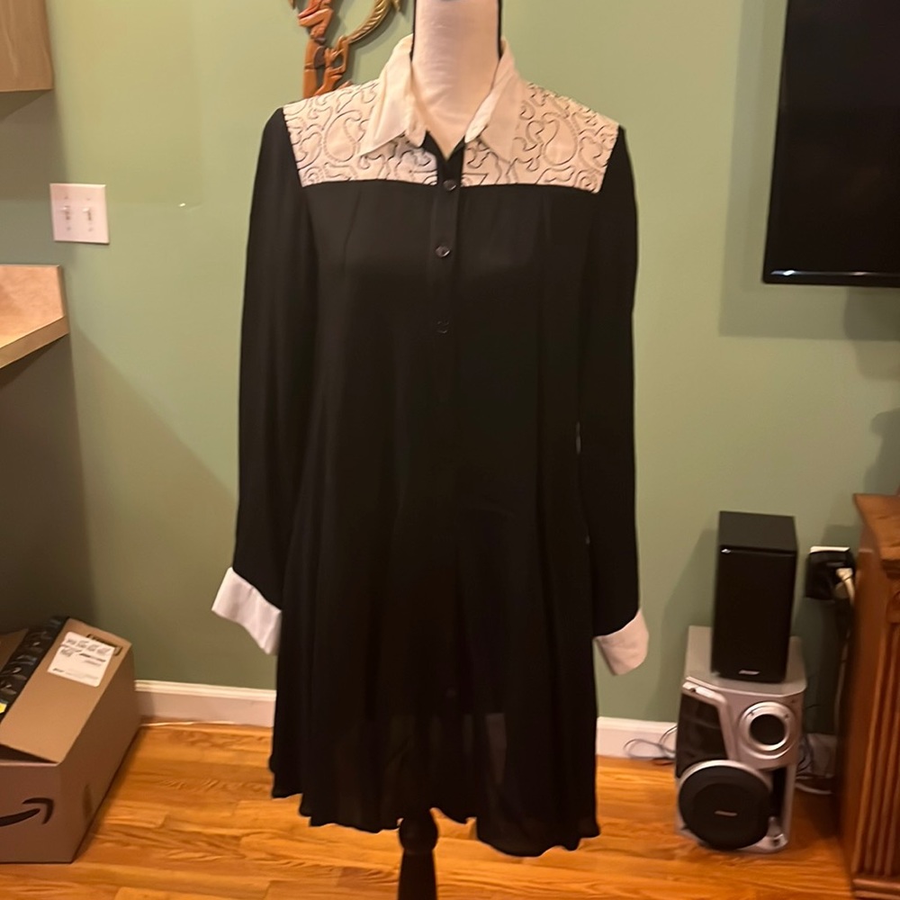 Asos Button Front Collared Black And White Dress … - image 1